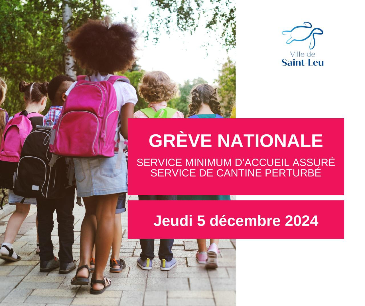 Mouvement de grève prévu le jeudi 5 décembre 2024/ Service minimum d’accueil assuré et service cantine perturbé. Mouvement de grève prévu le jeudi 5 décembre 2024/ Service minimum d’accueil assuré et service cantine perturbé.